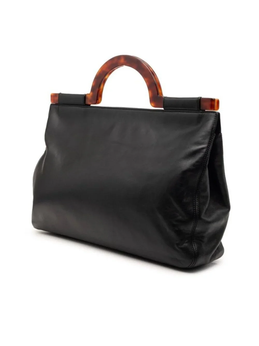 ★SOLD★ Chanel CC Logo Tote Black Brown Lambskin - Picture 2 of 7